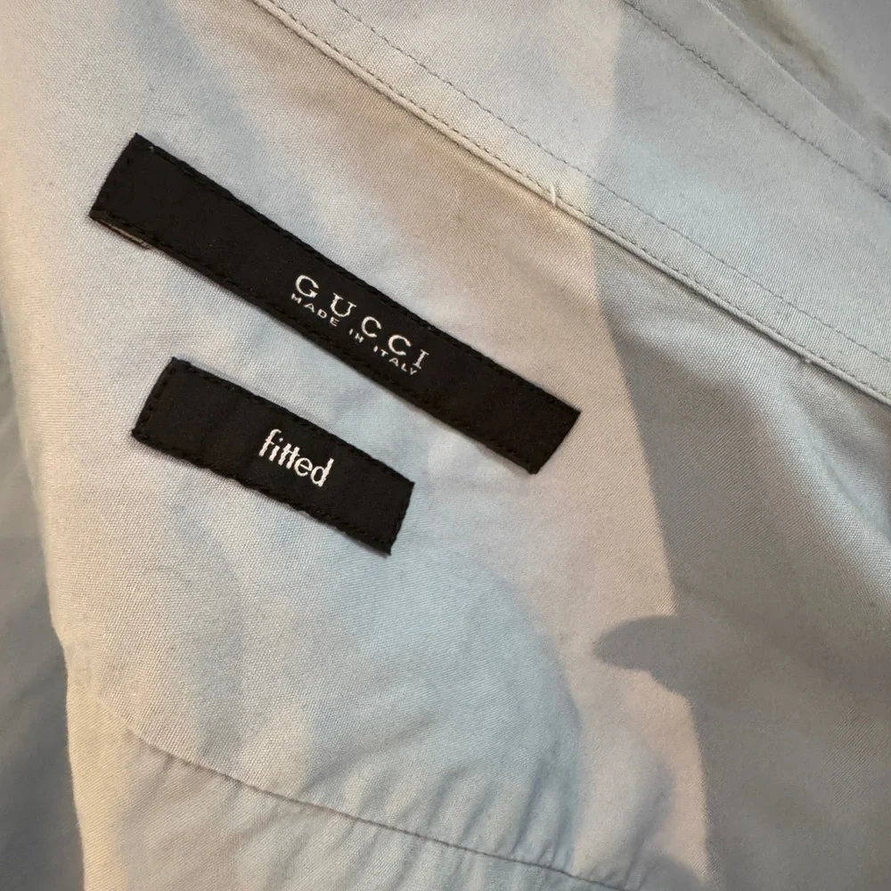 Gucci fitted Light Blue men Casual Button Down Shirt size 40 15 1/2 business